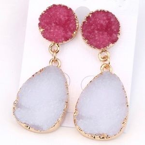 cherry pink druzy earrings